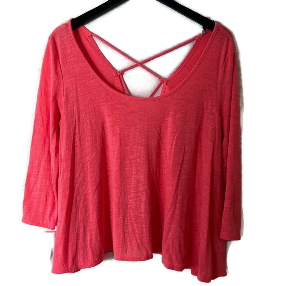 American Eagle Women's Flowy Criss-Cross Back Coral Top • Medium